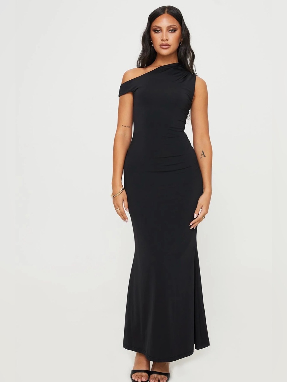 Princess Polly Black One-Shoulder Maxi Dress